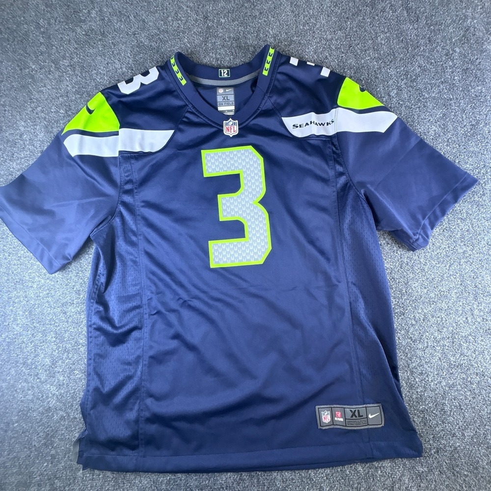 Nike On Field Seattle Seahawks Russell Wilson #3 Football NFL Jersey Men XL Blue